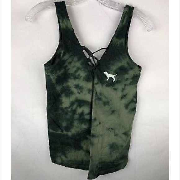PINK Victoria's Secret Tops - vs pink green tie dye lace up tank top